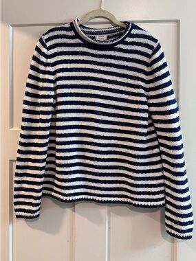 J Crew Factory Rollneck sweater Navy and White size Large GUC